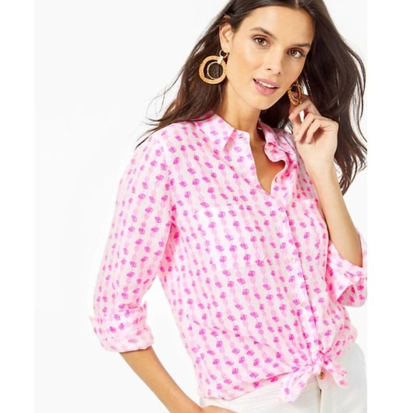 Lilly Pulitzer Tops - Lilly Pulitzer Sea View Button Down in Pink Topaz